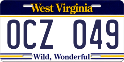 WV license plate OCZ049