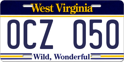 WV license plate OCZ050