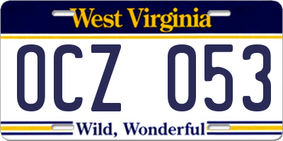 WV license plate OCZ053