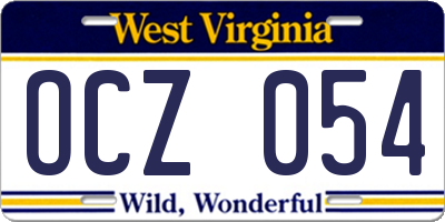 WV license plate OCZ054