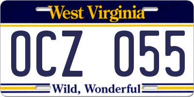 WV license plate OCZ055