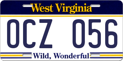 WV license plate OCZ056