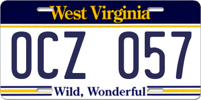 WV license plate OCZ057