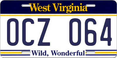 WV license plate OCZ064