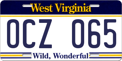 WV license plate OCZ065