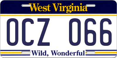 WV license plate OCZ066