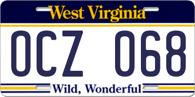 WV license plate OCZ068