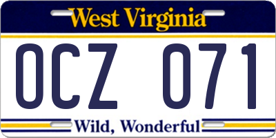 WV license plate OCZ071