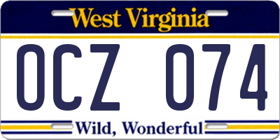 WV license plate OCZ074