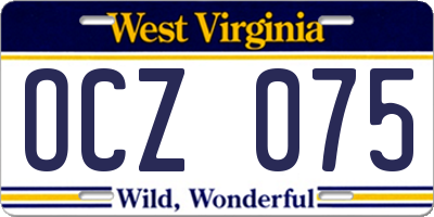 WV license plate OCZ075