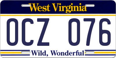 WV license plate OCZ076