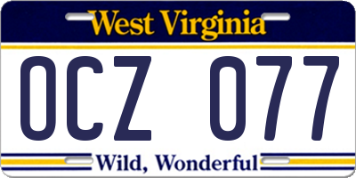 WV license plate OCZ077