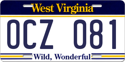 WV license plate OCZ081
