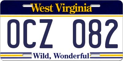 WV license plate OCZ082