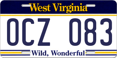 WV license plate OCZ083