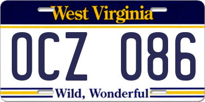 WV license plate OCZ086