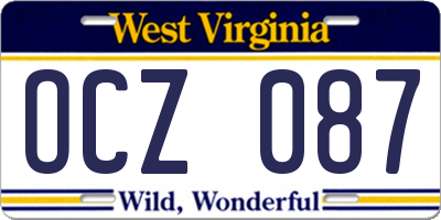 WV license plate OCZ087