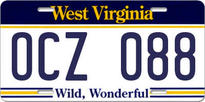 WV license plate OCZ088
