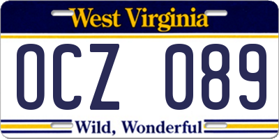 WV license plate OCZ089