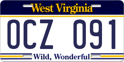WV license plate OCZ091