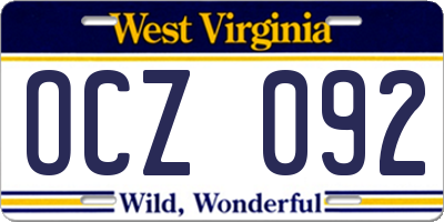 WV license plate OCZ092