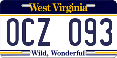 WV license plate OCZ093
