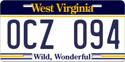 WV license plate OCZ094