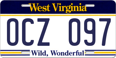 WV license plate OCZ097