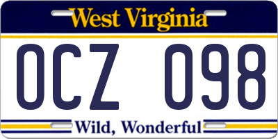 WV license plate OCZ098