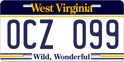 WV license plate OCZ099