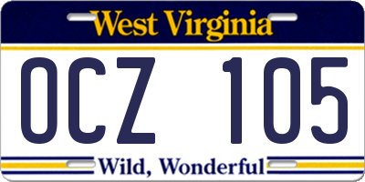 WV license plate OCZ105