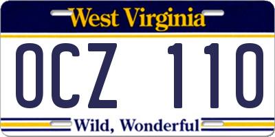 WV license plate OCZ110