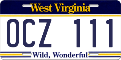 WV license plate OCZ111