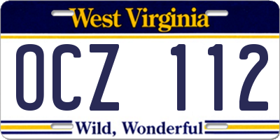 WV license plate OCZ112