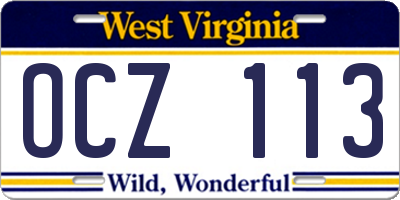 WV license plate OCZ113