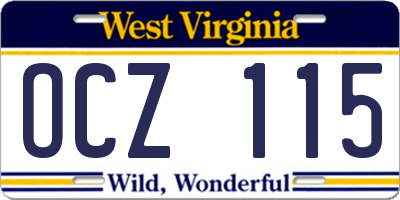 WV license plate OCZ115