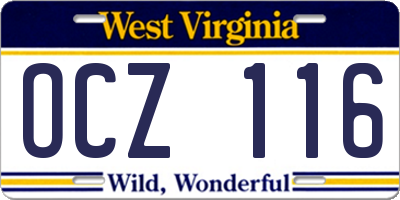 WV license plate OCZ116