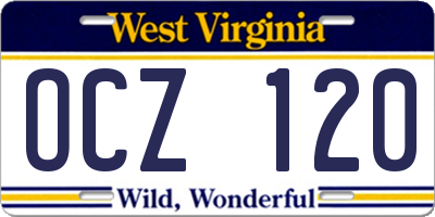 WV license plate OCZ120