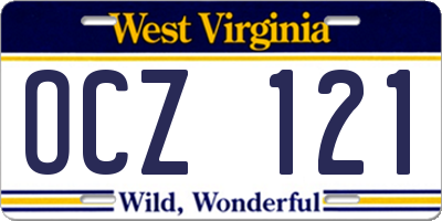 WV license plate OCZ121
