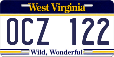 WV license plate OCZ122