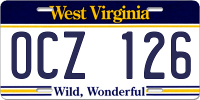 WV license plate OCZ126