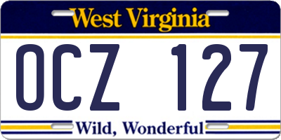 WV license plate OCZ127