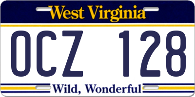 WV license plate OCZ128