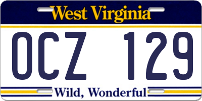 WV license plate OCZ129