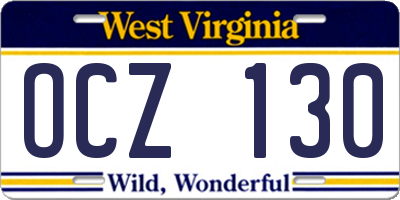 WV license plate OCZ130