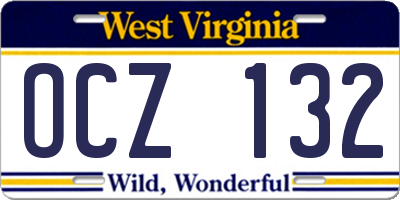 WV license plate OCZ132