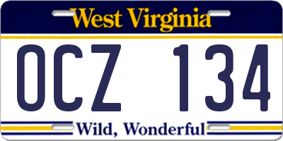 WV license plate OCZ134