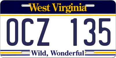 WV license plate OCZ135