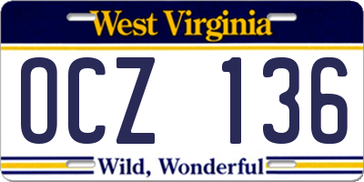 WV license plate OCZ136