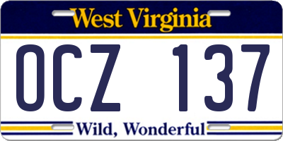 WV license plate OCZ137